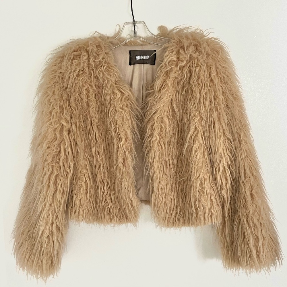 Reformation fur brinsley jacket blush XS